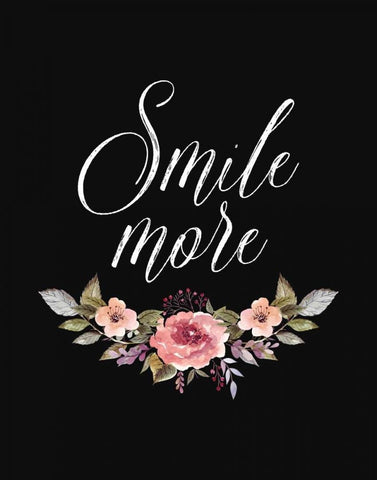 Smile More Black Ornate Wood Framed Art Print with Double Matting by Moss, Tara