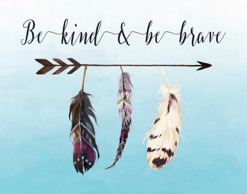 Be Kind and Be Brave Black Ornate Wood Framed Art Print with Double Matting by Moss, Tara