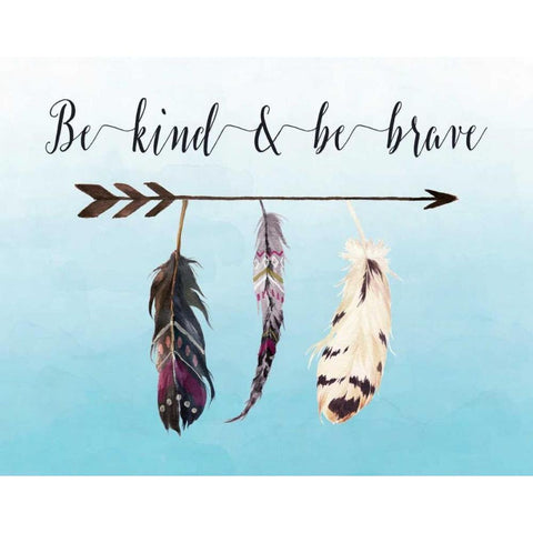 Be Kind and Be Brave White Modern Wood Framed Art Print by Moss, Tara