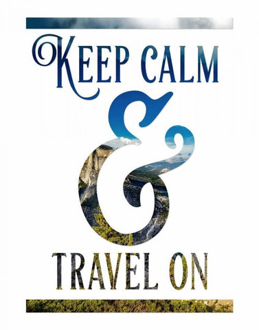 Keep Calm and Travel On White Modern Wood Framed Art Print with Double Matting by Moss, Tara