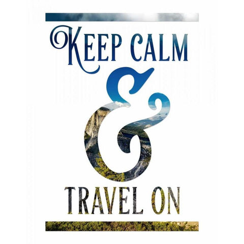 Keep Calm and Travel On Gold Ornate Wood Framed Art Print with Double Matting by Moss, Tara