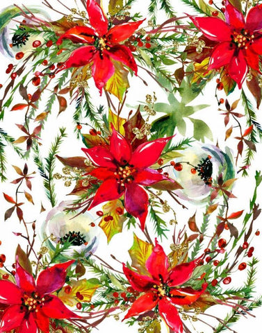 Christmas Florals Collage Black Ornate Wood Framed Art Print with Double Matting by Moss, Tara