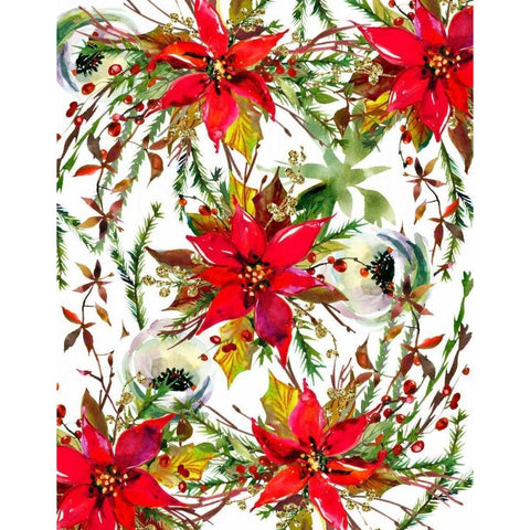 Christmas Florals Collage White Modern Wood Framed Art Print by Moss, Tara