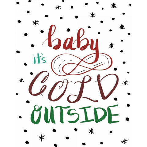 Baby Its Cold Outside White Modern Wood Framed Art Print by Moss, Tara