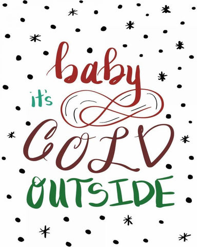 Baby Its Cold Outside Black Ornate Wood Framed Art Print with Double Matting by Moss, Tara