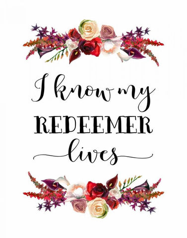 My Redeemer Lives White Modern Wood Framed Art Print with Double Matting by Moss, Tara