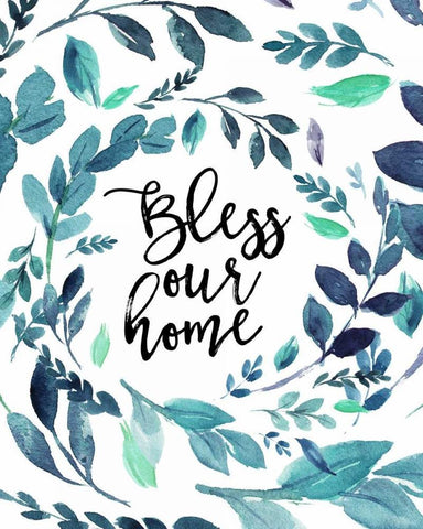 Bless Our Home Black Ornate Wood Framed Art Print with Double Matting by Moss, Tara