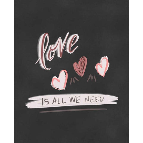 Love is All We Need White Modern Wood Framed Art Print by Moss, Tara