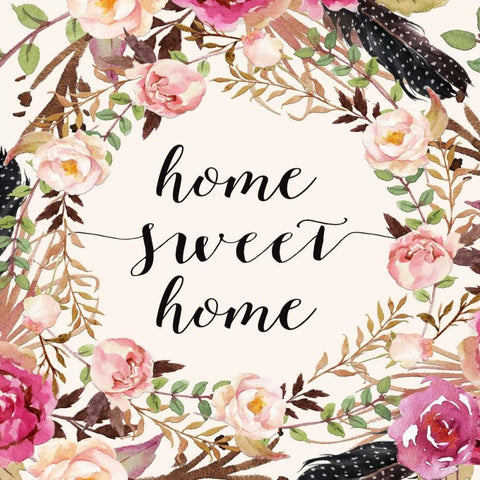 Home Sweet Home - Sq. White Modern Wood Framed Art Print by Moss, Tara