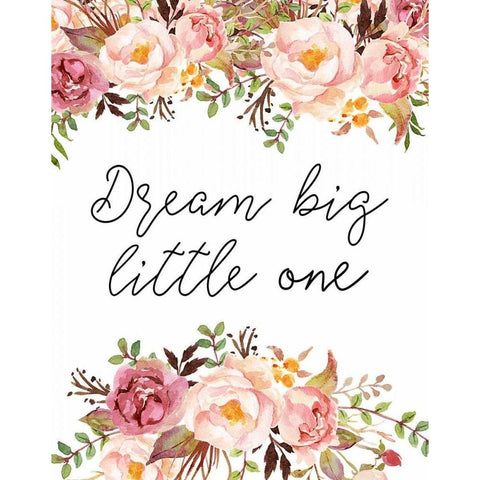 Dream Big Little One Floral Gold Ornate Wood Framed Art Print with Double Matting by Moss, Tara