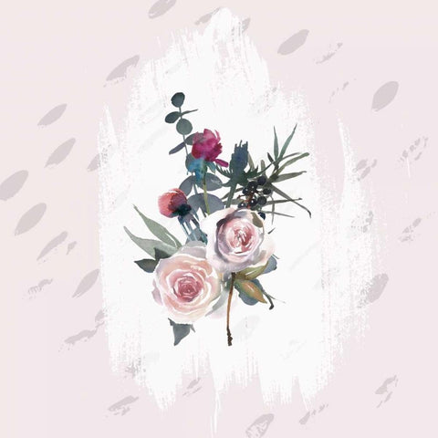 Floral Bouquet on Grunge Square White Modern Wood Framed Art Print by Moss, Tara