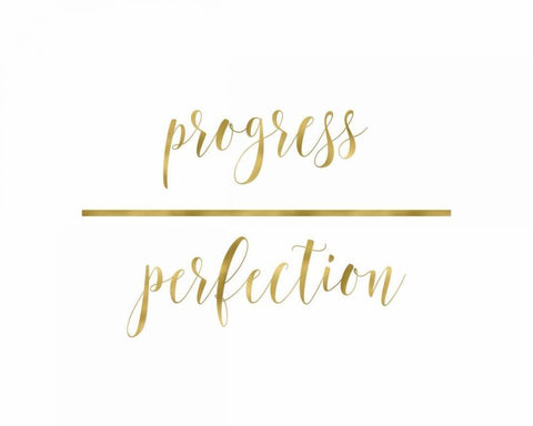 Progress Over Perfection Black Ornate Wood Framed Art Print with Double Matting by Moss, Tara