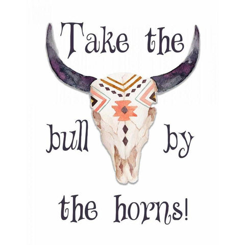 Bull by the Horns Black Modern Wood Framed Art Print with Double Matting by Moss, Tara