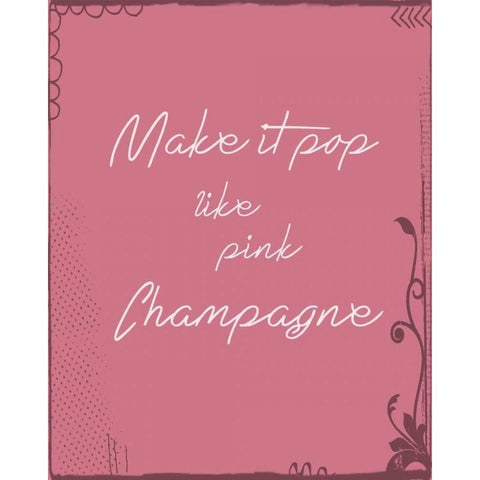 Pink Champagne White Modern Wood Framed Art Print by Moss, Tara