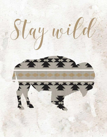 Stay Wild Black Ornate Wood Framed Art Print with Double Matting by Moss, Tara