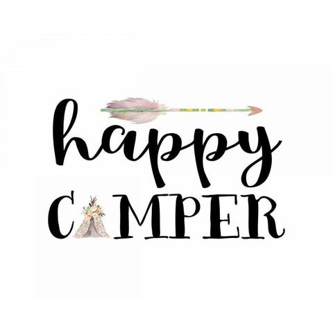 Happy Camper I White Modern Wood Framed Art Print by Moss, Tara