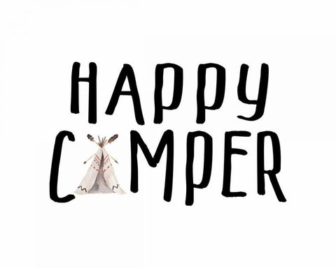 Happy Camper II Black Ornate Wood Framed Art Print with Double Matting by Moss, Tara