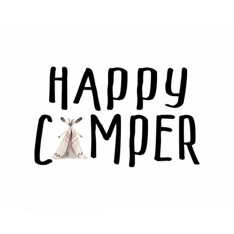 Happy Camper II Black Modern Wood Framed Art Print by Moss, Tara