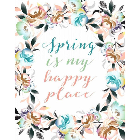 Spring is My Happy Place Gold Ornate Wood Framed Art Print with Double Matting by Moss, Tara