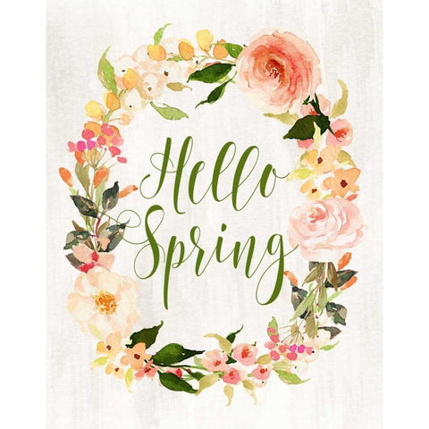 Hello Spring Wreath II Black Modern Wood Framed Art Print with Double Matting by Moss, Tara