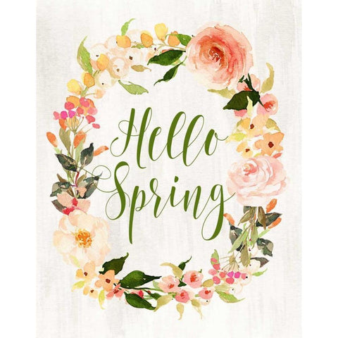 Hello Spring Wreath II Gold Ornate Wood Framed Art Print with Double Matting by Moss, Tara