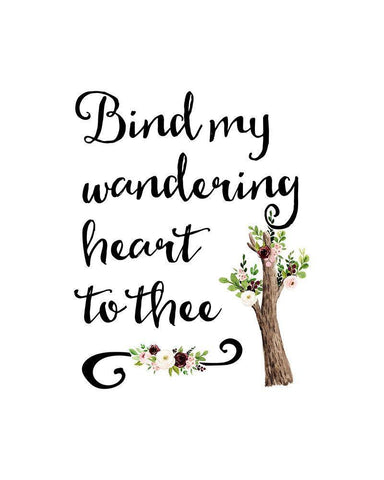 Bind My Wandering Heart White Modern Wood Framed Art Print with Double Matting by Moss, Tara