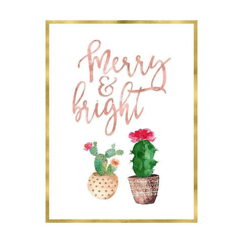Merry and Bright Succulent Black Modern Wood Framed Art Print with Double Matting by Moss, Tara
