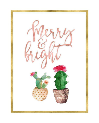 Merry and Bright Succulent White Modern Wood Framed Art Print with Double Matting by Moss, Tara