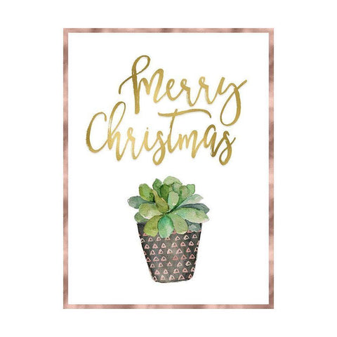 Merry Christmas Succulent Black Modern Wood Framed Art Print with Double Matting by Moss, Tara