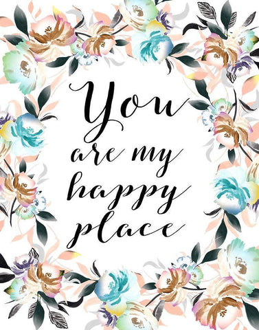 You Are My Happy Place White Modern Wood Framed Art Print with Double Matting by Moss, Tara