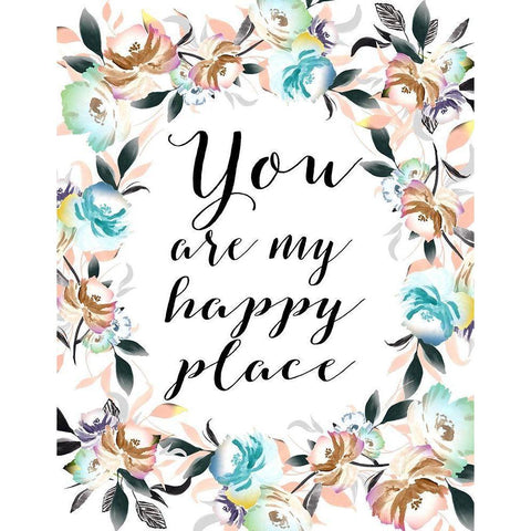 You Are My Happy Place White Modern Wood Framed Art Print by Moss, Tara