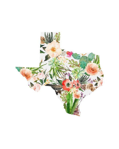 Texas Floral Collage I White Modern Wood Framed Art Print with Double Matting by Moss, Tara