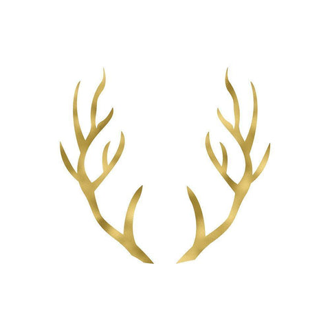 Gold Antlers Black Modern Wood Framed Art Print with Double Matting by Moss, Tara