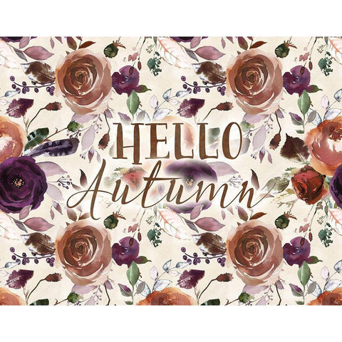 Hello Autumn Black Modern Wood Framed Art Print with Double Matting by Moss, Tara