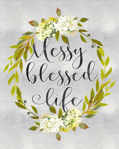 Messy Blessed Life White Modern Wood Framed Art Print with Double Matting by Moss, Tara