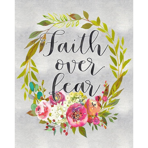 Faith Over Fear White Modern Wood Framed Art Print by Moss, Tara