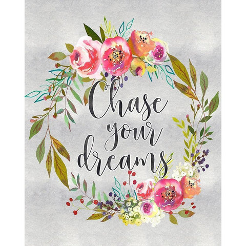 Chase Your Dreams Gold Ornate Wood Framed Art Print with Double Matting by Moss, Tara