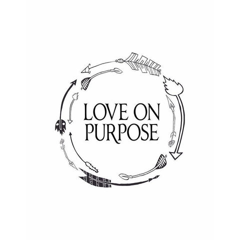 Love on Purpose Wreath Black Modern Wood Framed Art Print with Double Matting by Moss, Tara