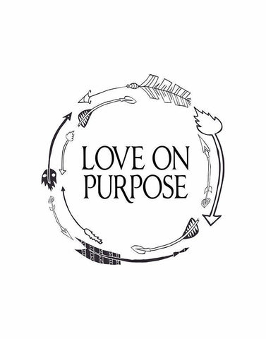 Love on Purpose Wreath White Modern Wood Framed Art Print with Double Matting by Moss, Tara