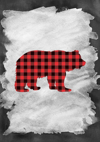 Plaid Bear White Modern Wood Framed Art Print with Double Matting by Moss, Tara