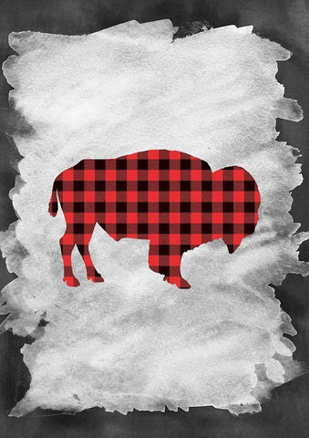 Plaid Buffalo White Modern Wood Framed Art Print with Double Matting by Moss, Tara