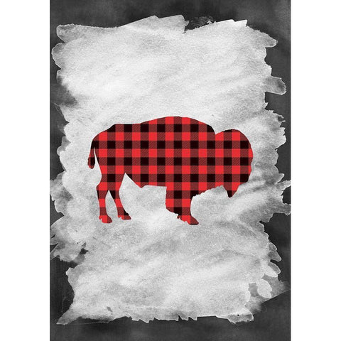 Plaid Buffalo Black Modern Wood Framed Art Print by Moss, Tara