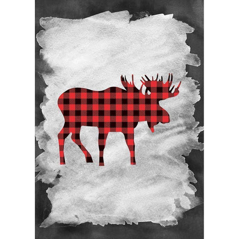 Plaid Moose White Modern Wood Framed Art Print by Moss, Tara