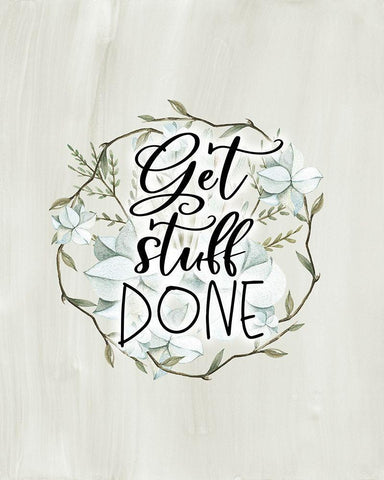 Get Stuff Done White Modern Wood Framed Art Print with Double Matting by Moss, Tara