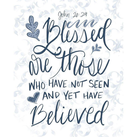 John 20:29 Handlettered Black Modern Wood Framed Art Print with Double Matting by Moss, Tara