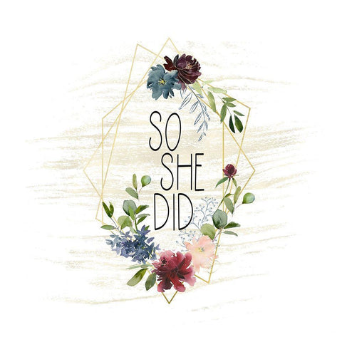 So She Did White Modern Wood Framed Art Print with Double Matting by Moss, Tara