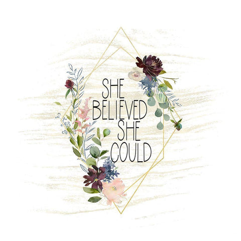 She Believed She Could White Modern Wood Framed Art Print with Double Matting by Moss, Tara