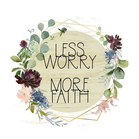 Less Worry, More Faith White Modern Wood Framed Art Print with Double Matting by Moss, Tara