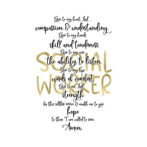 Social Worker Prayer Gold Ornate Wood Framed Art Print with Double Matting by Moss, Tara