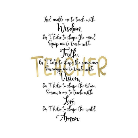 Teacher Prayer Black Modern Wood Framed Art Print with Double Matting by Moss, Tara